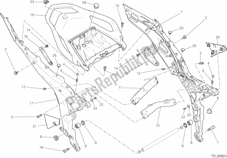 All parts for the Rear Frame Comp. Of the Ducati Multistrada 1200 ABS USA 2016